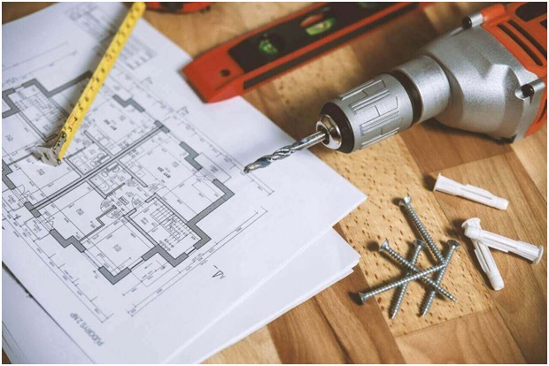 Drill nails and a floor plan